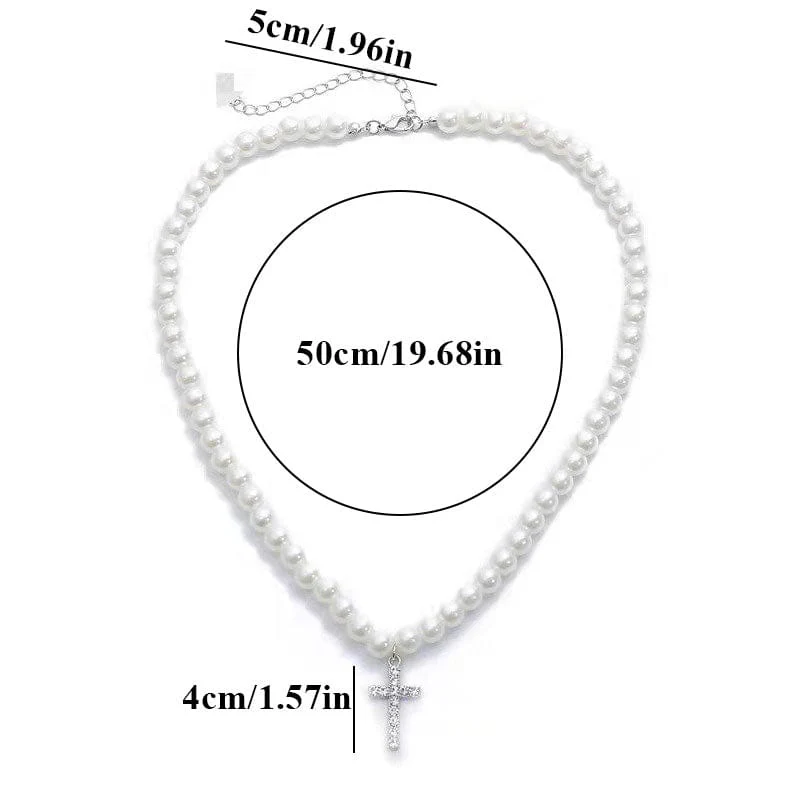 VVS Jewelry Cross Pearl Chain - Image 12