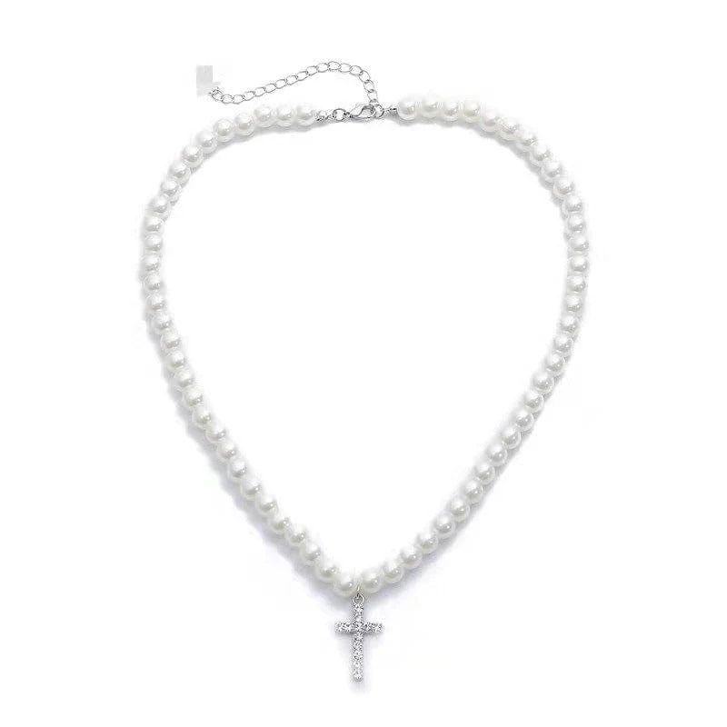 VVS Jewelry Cross Pearl Chain - Image 3