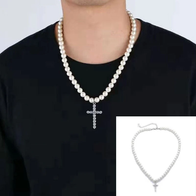 VVS Jewelry Cross Pearl Chain - Image 9