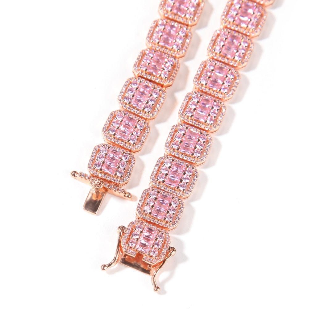 VVS Jewelry 13MM Pink Baguette Tennis Chain - Image 5