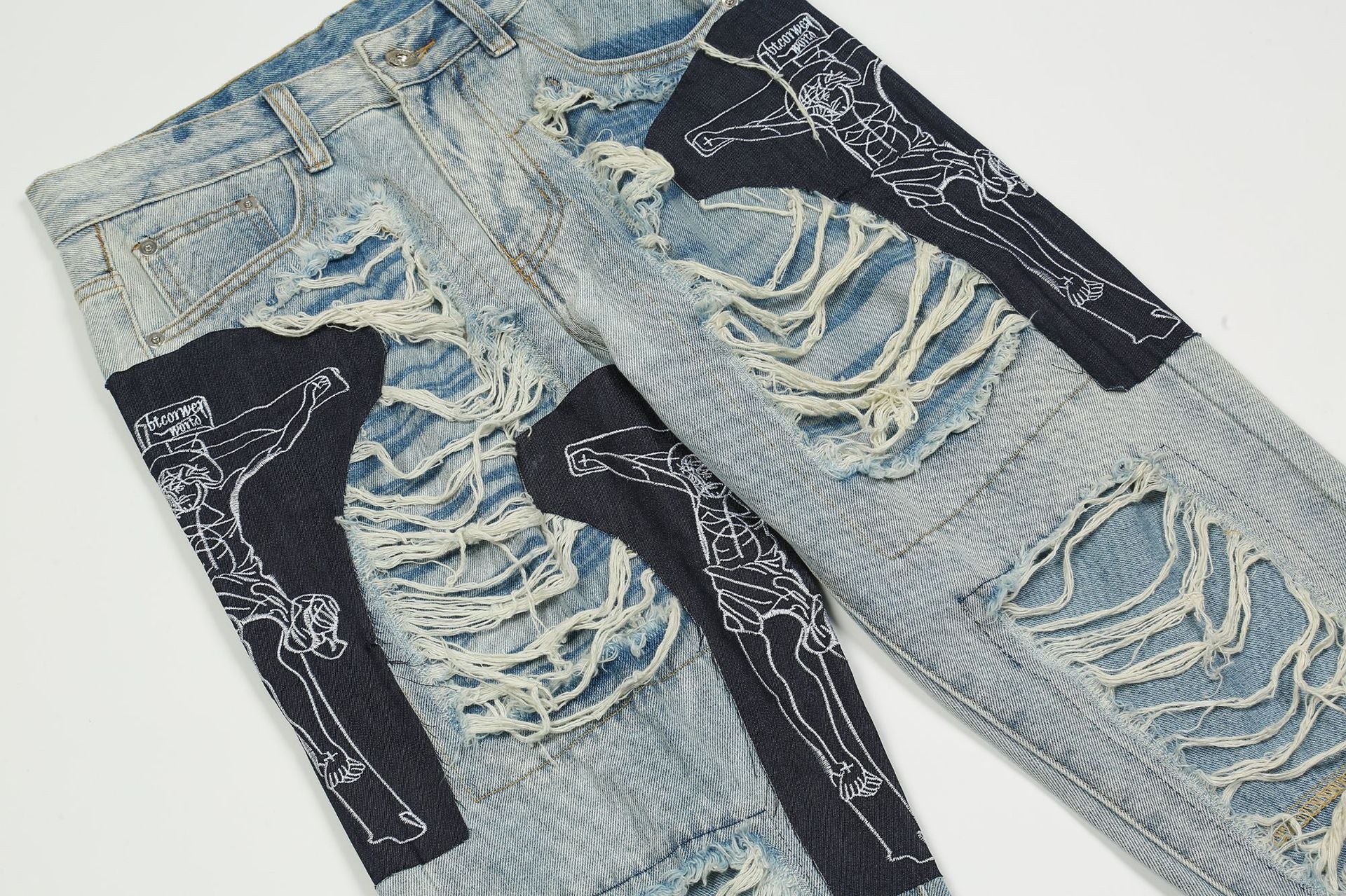 Ripped Jesus Patchwork Jeans - Image 2