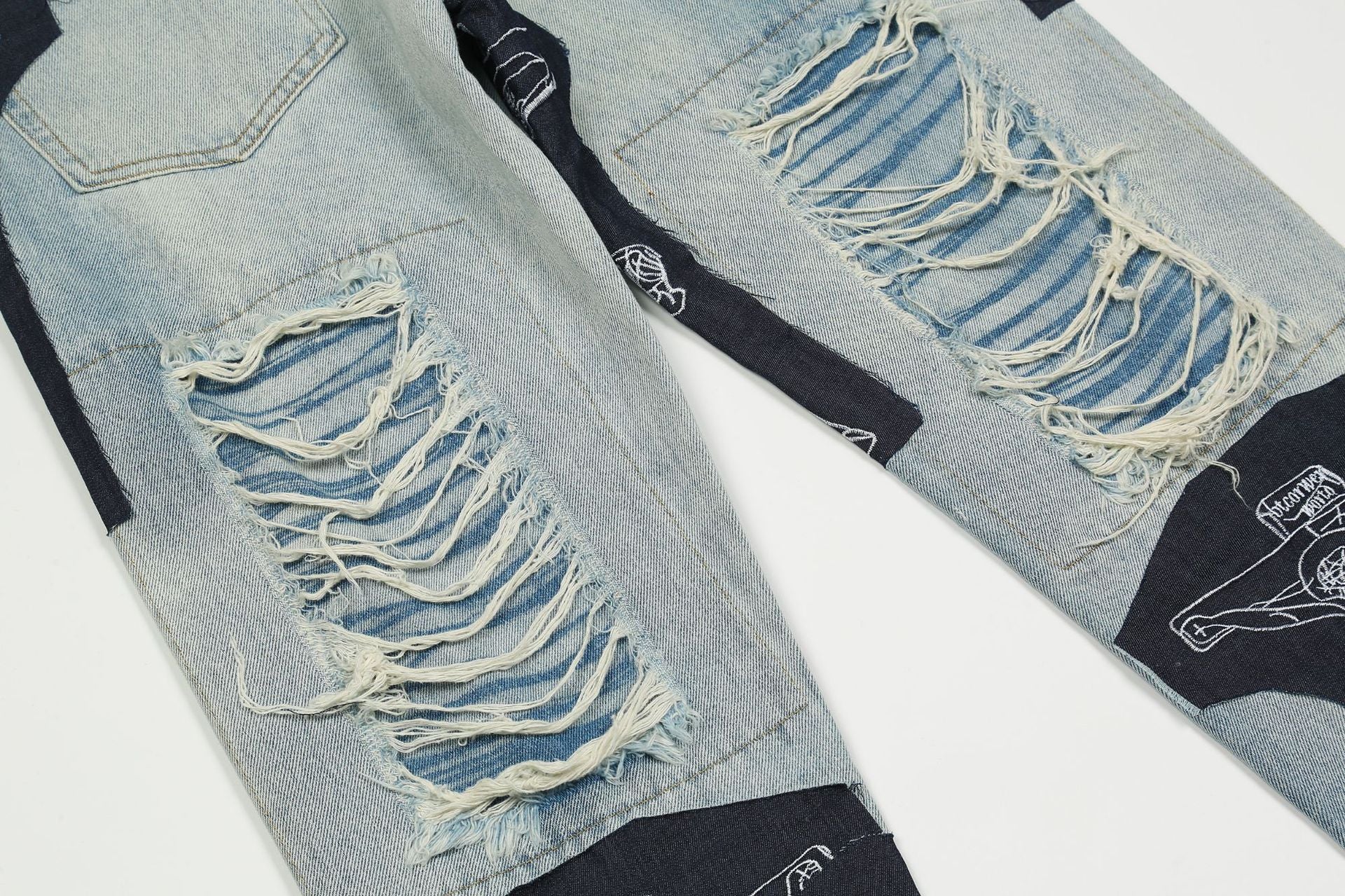 Ripped Jesus Patchwork Jeans - Image 3