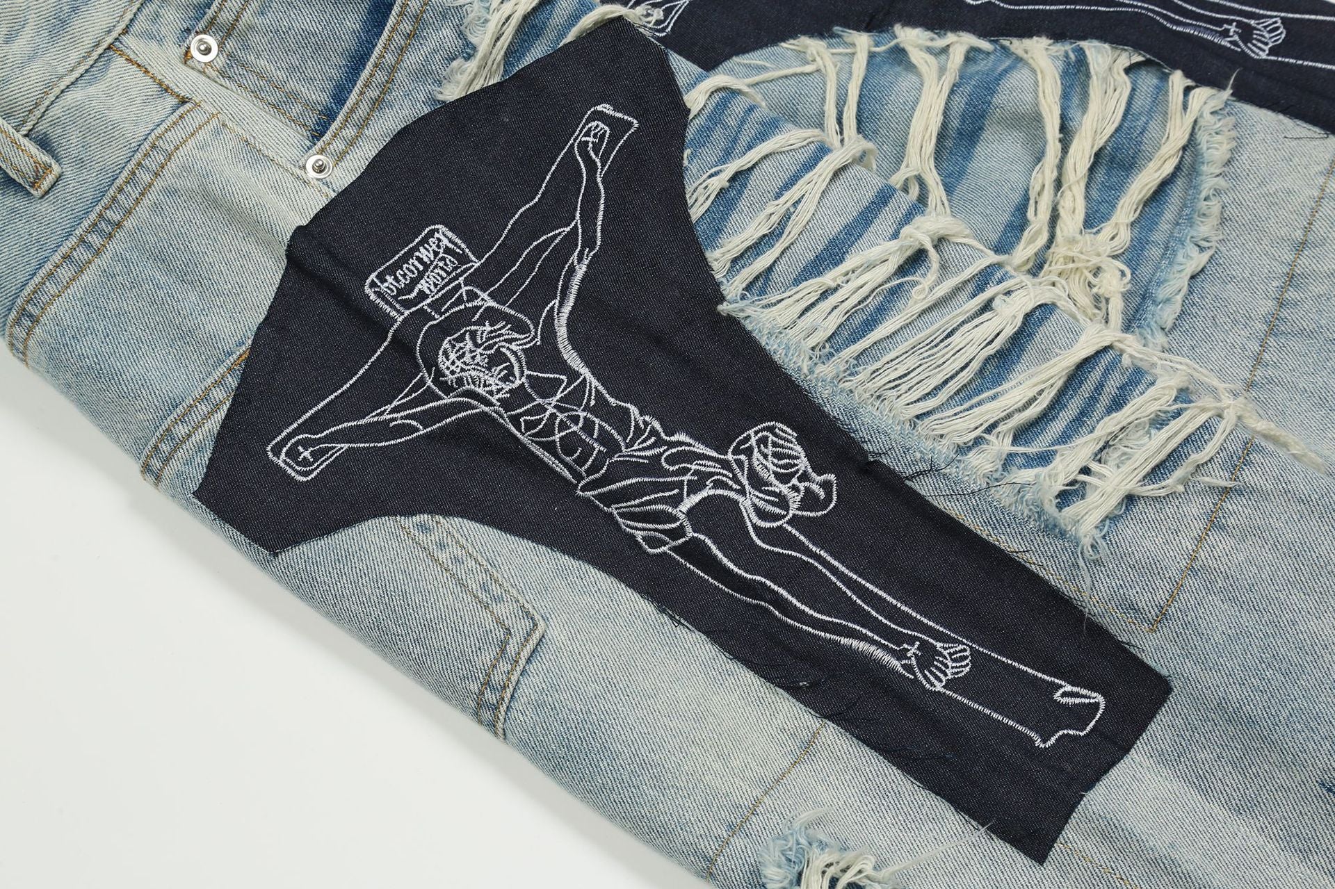 Ripped Jesus Patchwork Jeans - Image 4