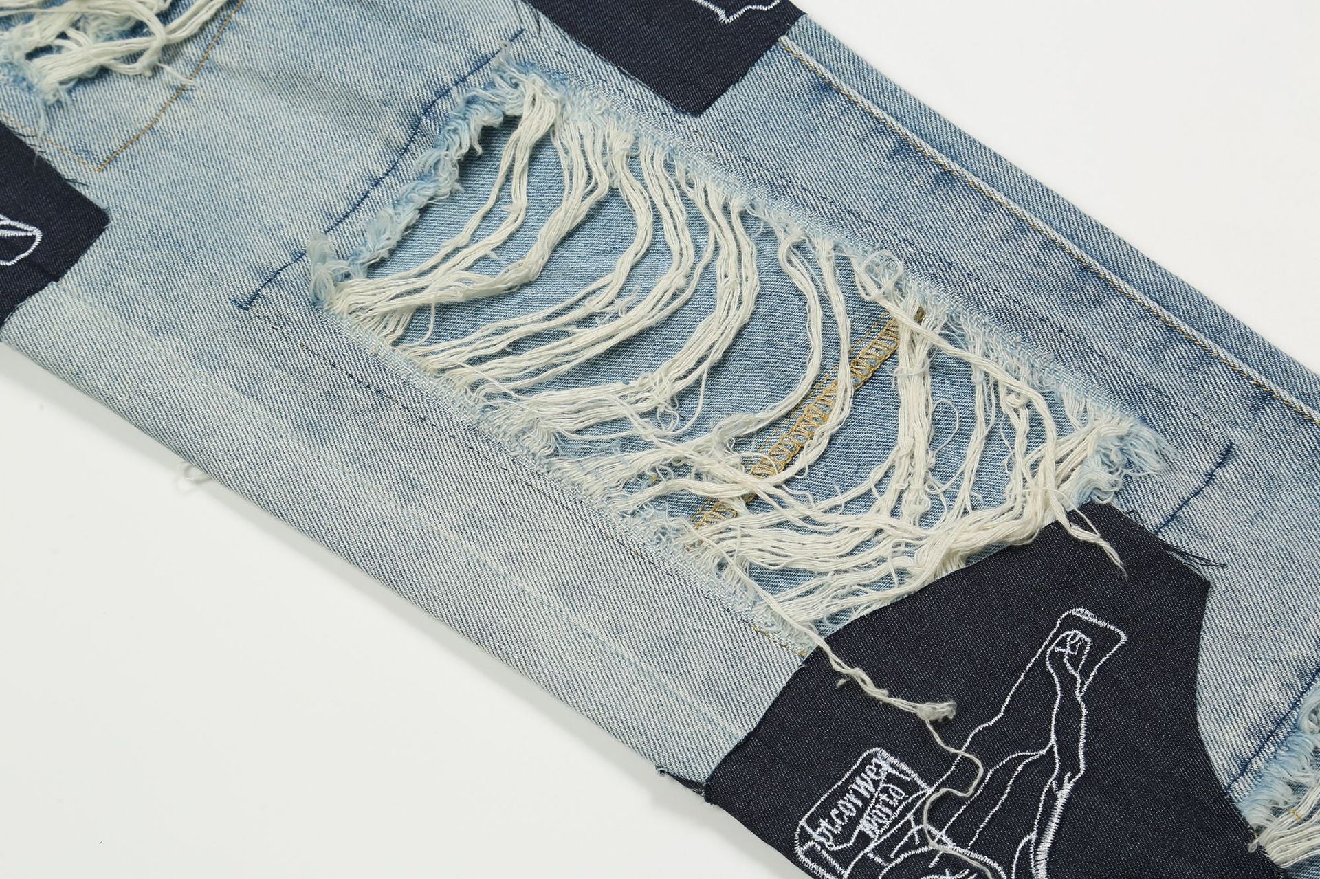 Ripped Jesus Patchwork Jeans - Image 5