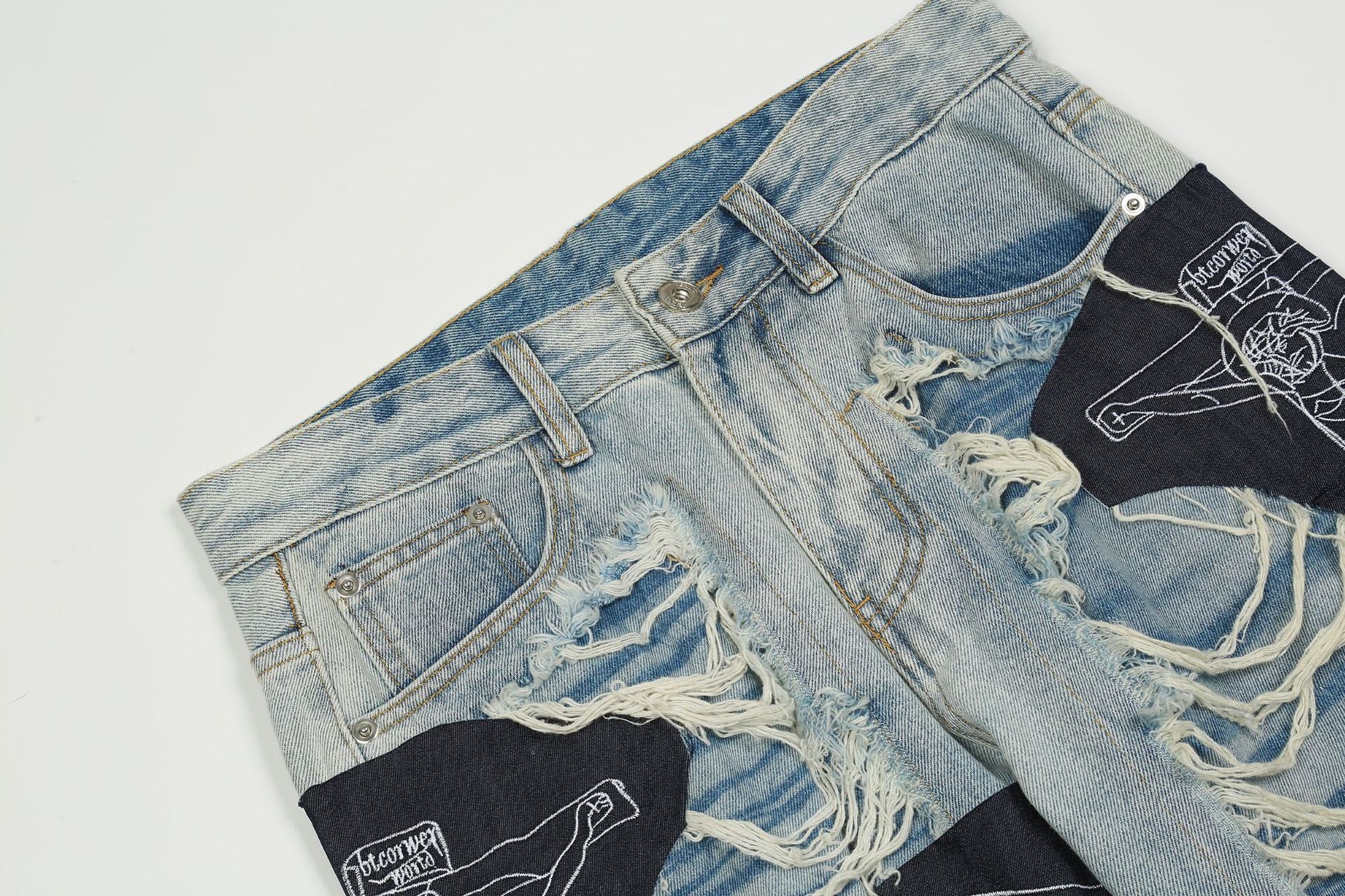 Ripped Jesus Patchwork Jeans - Image 8