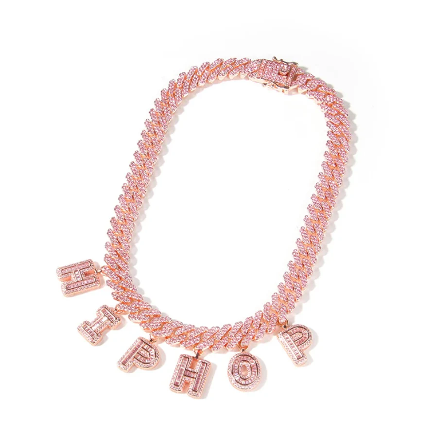Rose Gold Cuban Custom Name Baguette Necklace - Image 4