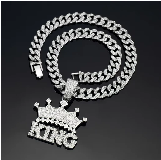 Crowned King 13mm Cuban Chain Pendant Necklace - Image 2