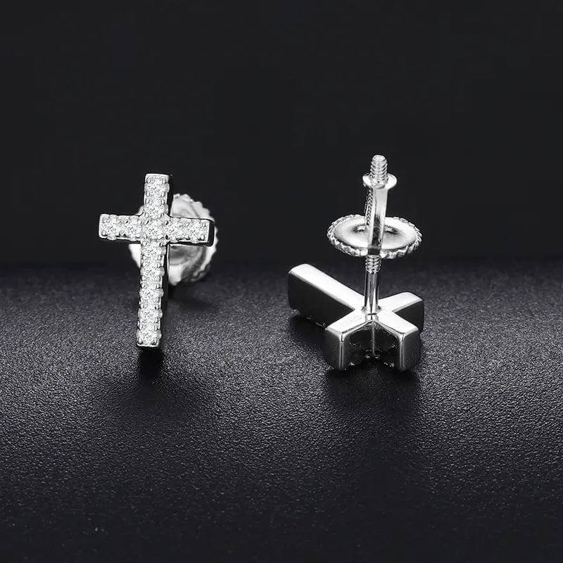 S925 Silver Moissanite Dainty Cross Stud Earrings - Image 4