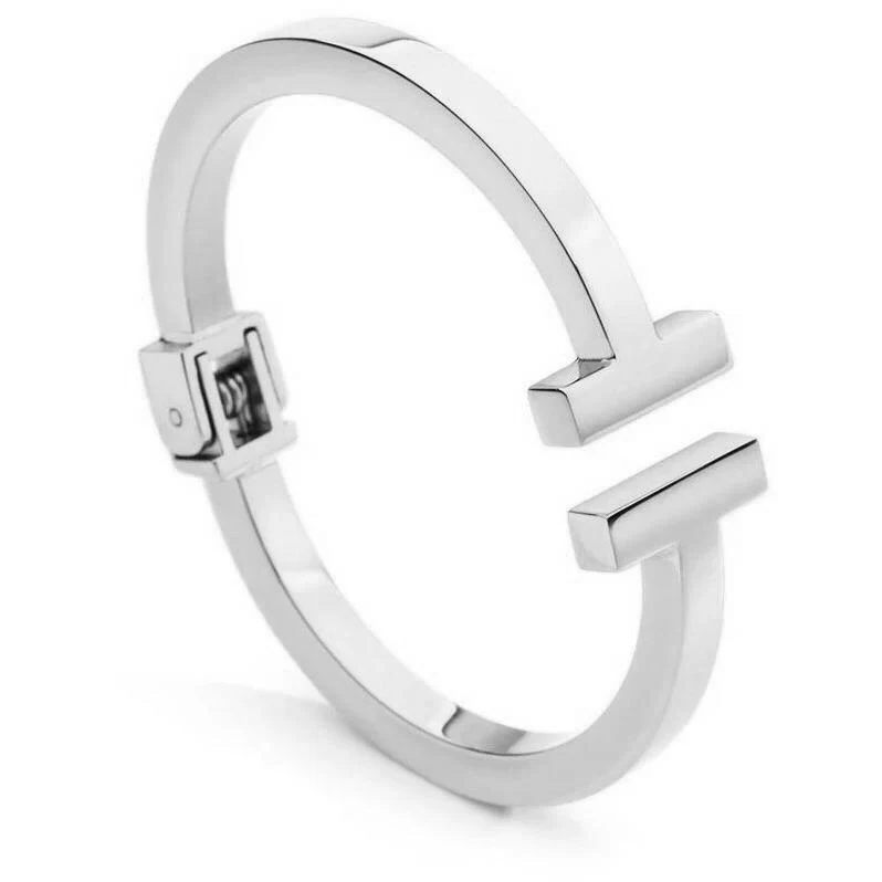 18k Gold-Plated Stainless Steel T Cuff Bracelet - Image 2