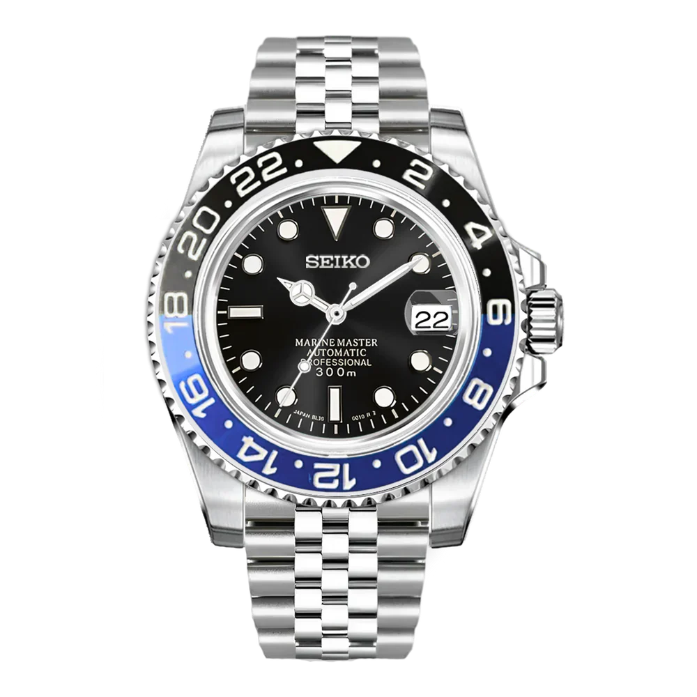 Seiko Mod GMT Batman Black Blue