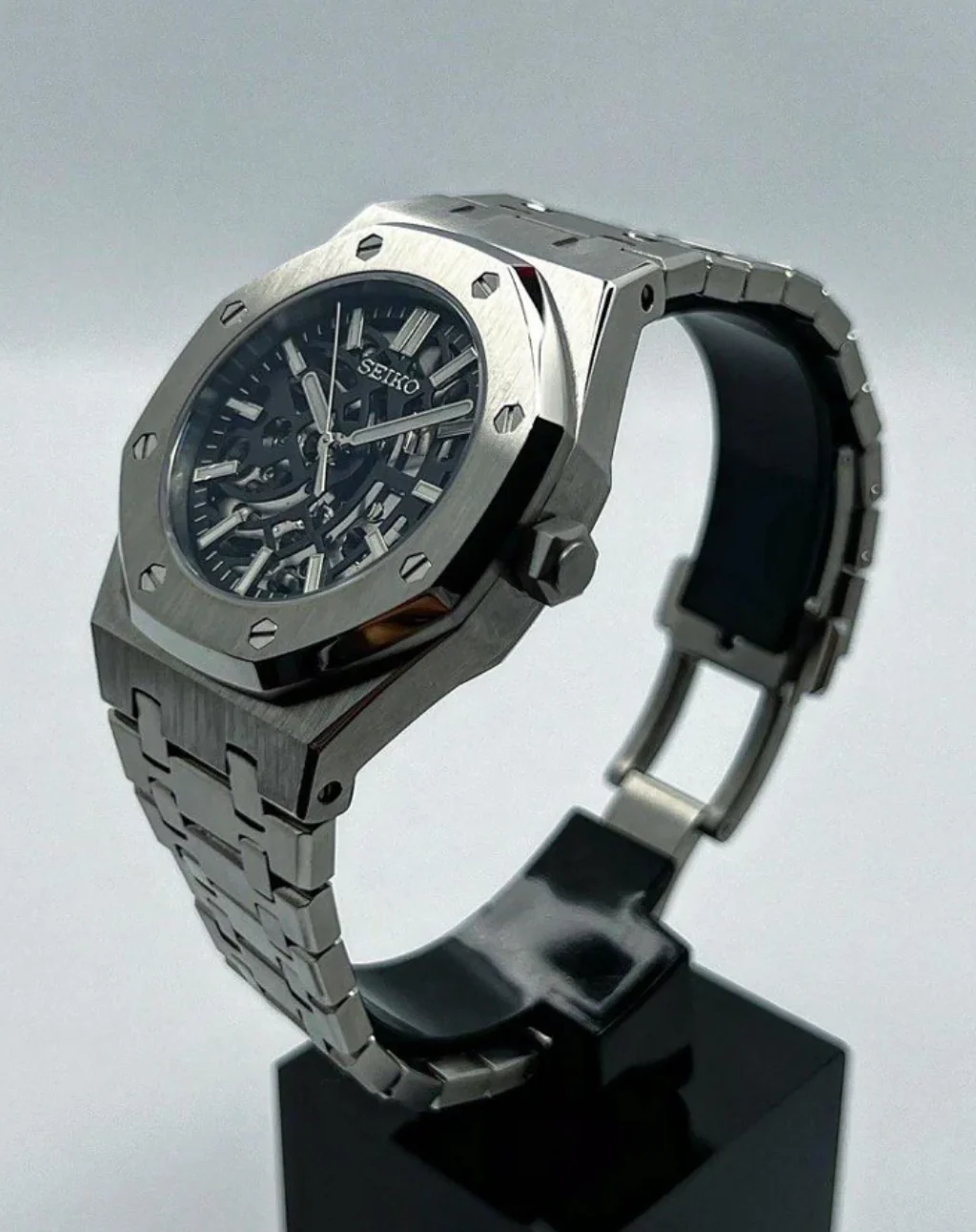 Seiko Mod Royal Oak Skeleton Black - Image 3