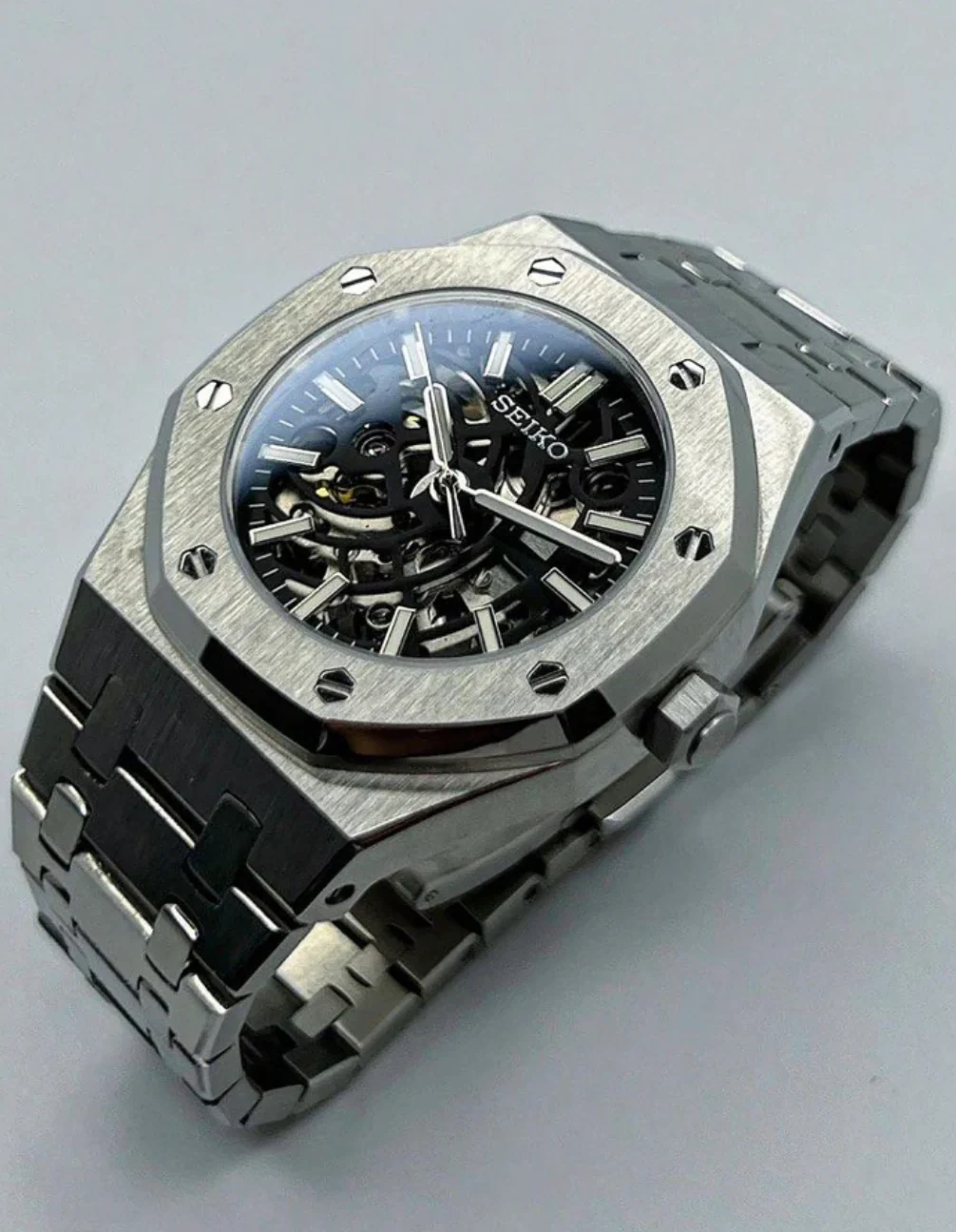 Seiko Mod Royal Oak Skeleton Black - Image 4