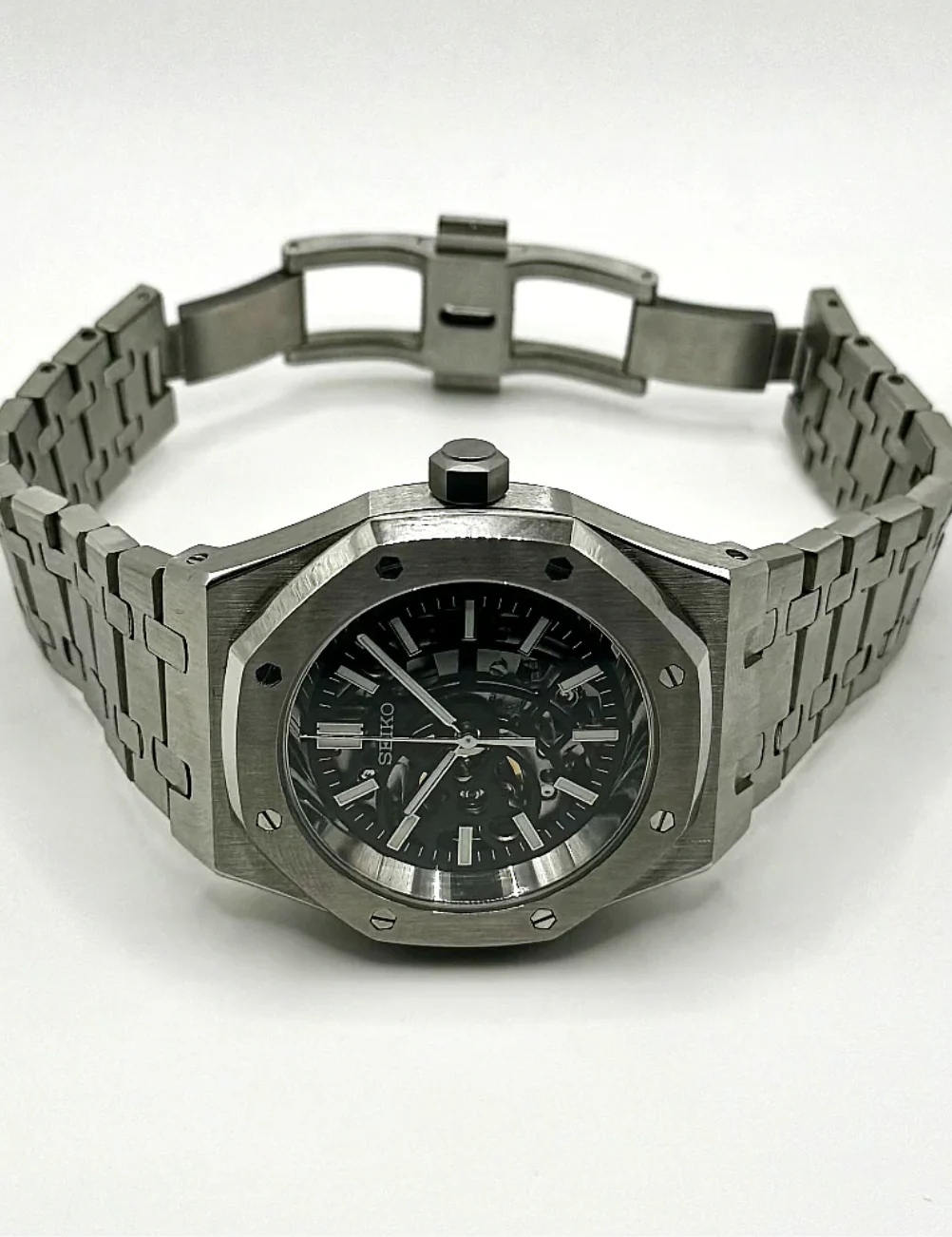 Seiko Mod Royal Oak Skeleton Black - Image 6