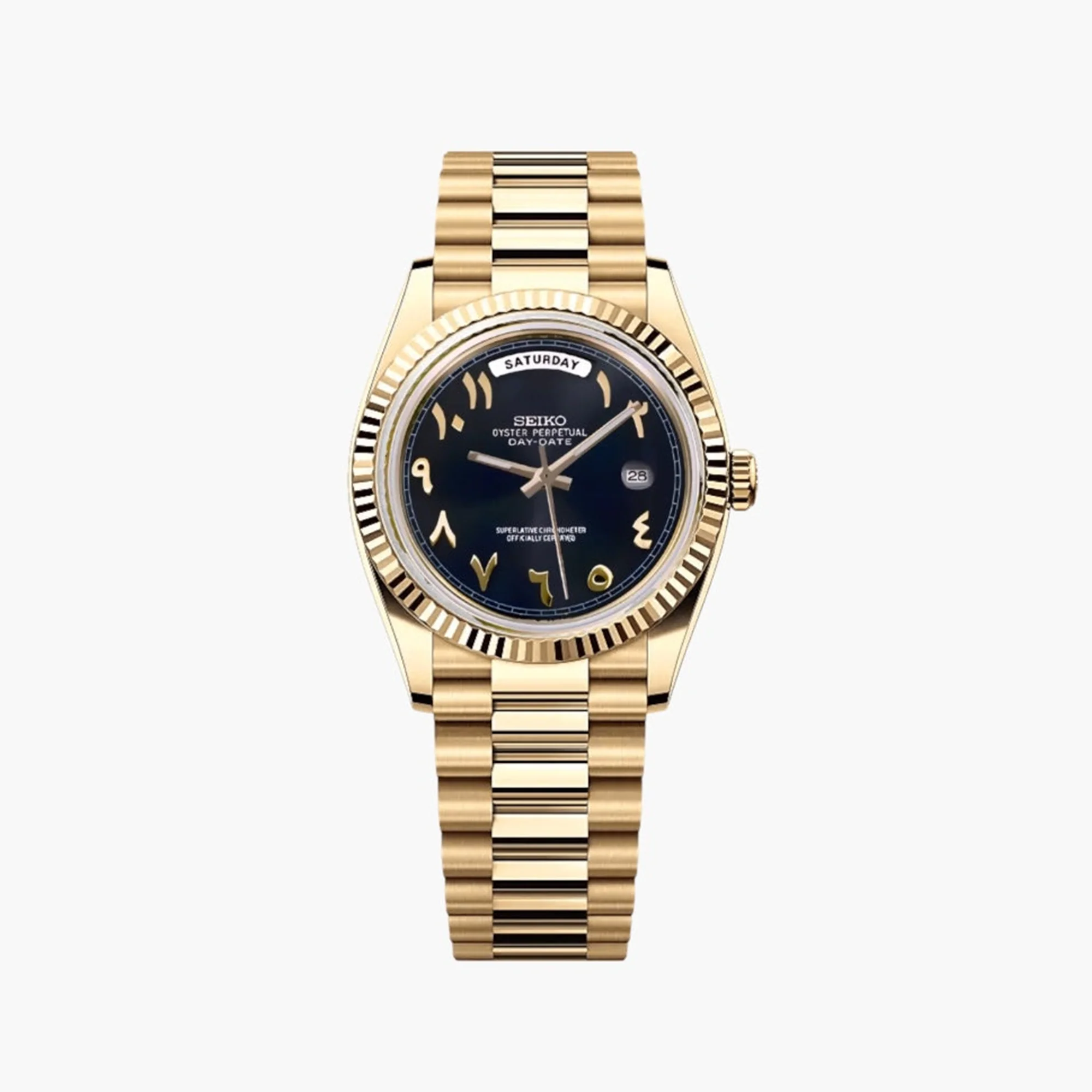 Seiko Mod Day-Date – Black Arabic Gold