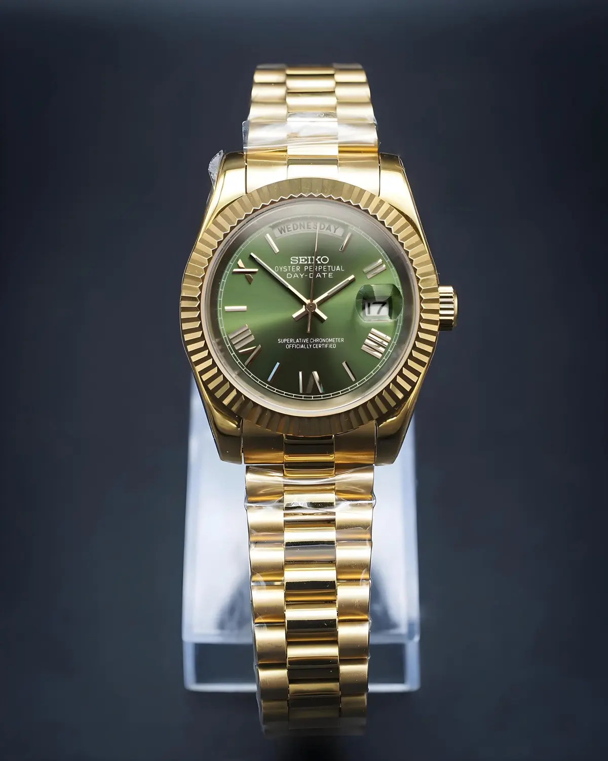 Seiko Mod Daydate | Gold Olive Green - Image 2