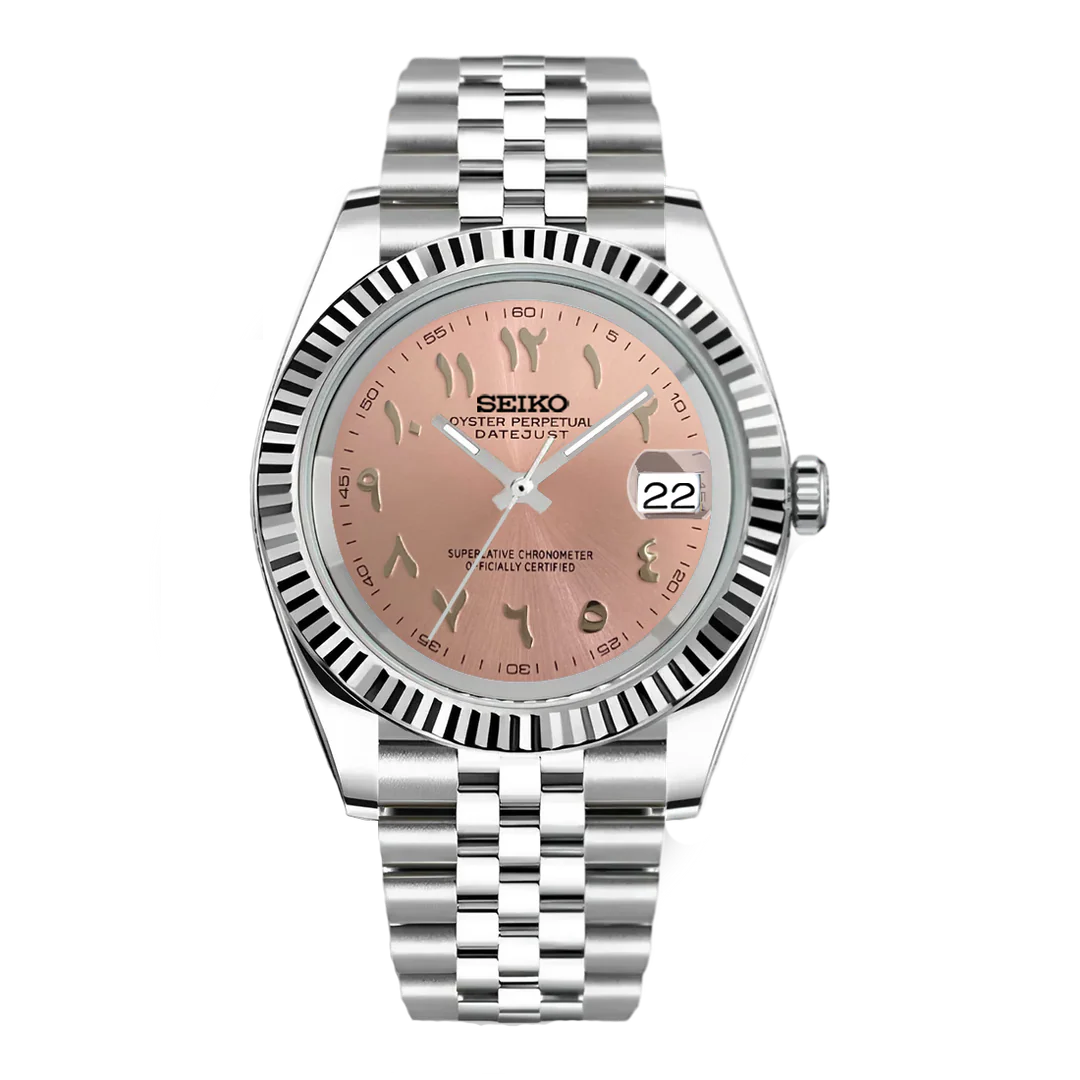 SEIKO MOD DATEJUST ARABIC DIAL | SILVER ROSE