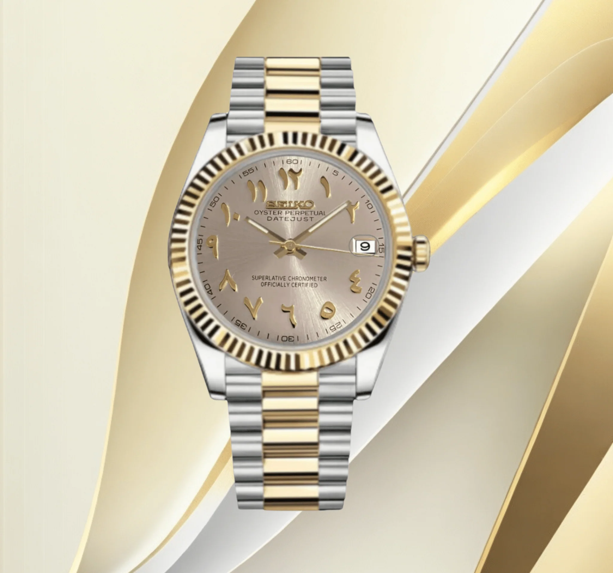 Seikojust Arabic Gold Pearl White Dial - Image 2