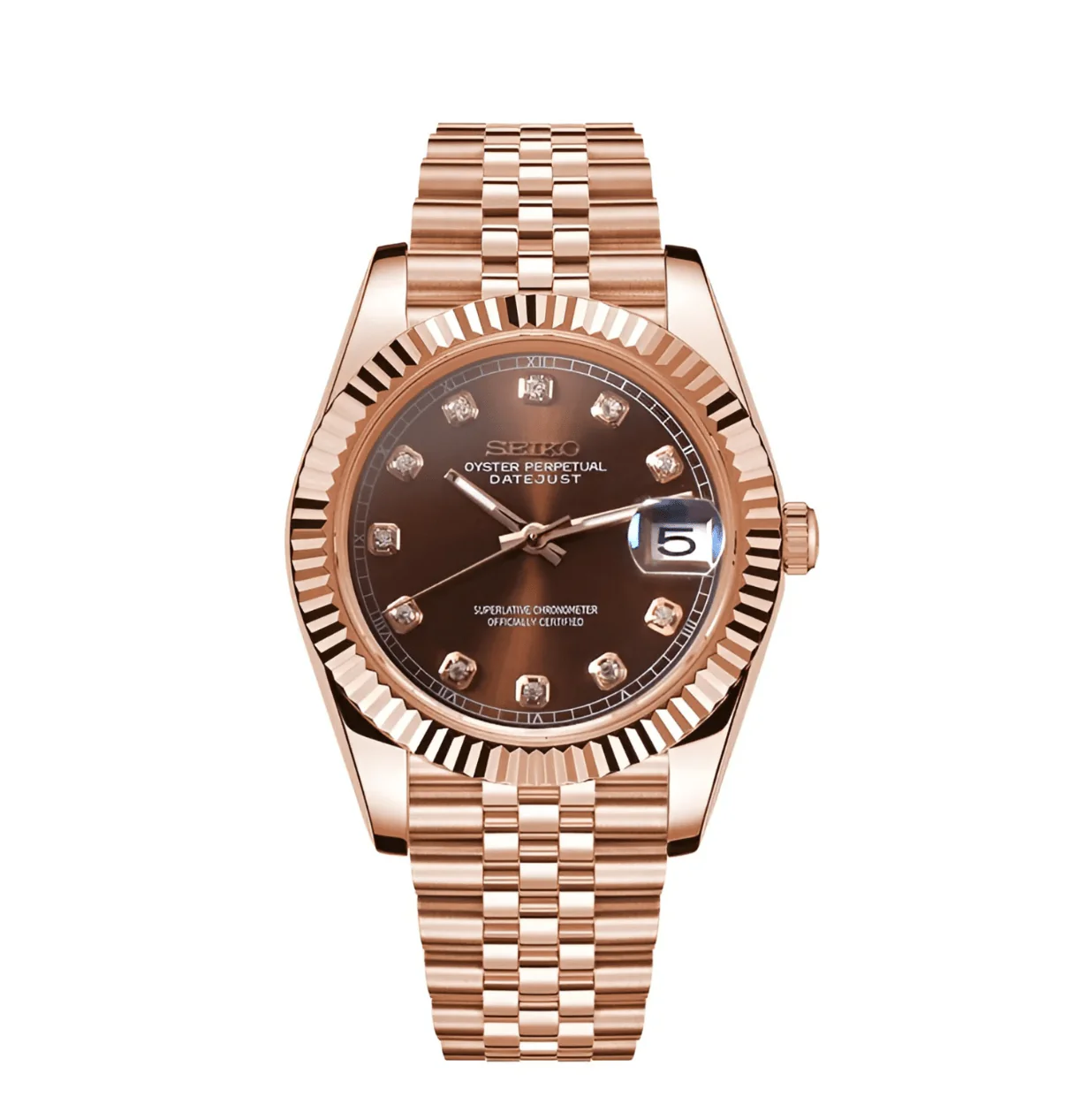 Seiko Mod Datejust - Rose Gold Brown