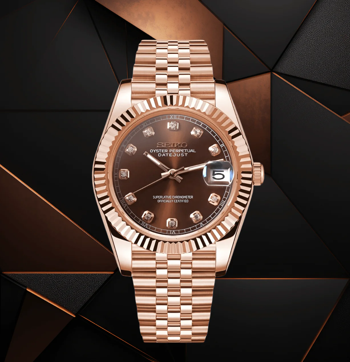 Seiko Mod Datejust - Rose Gold Brown - Image 2