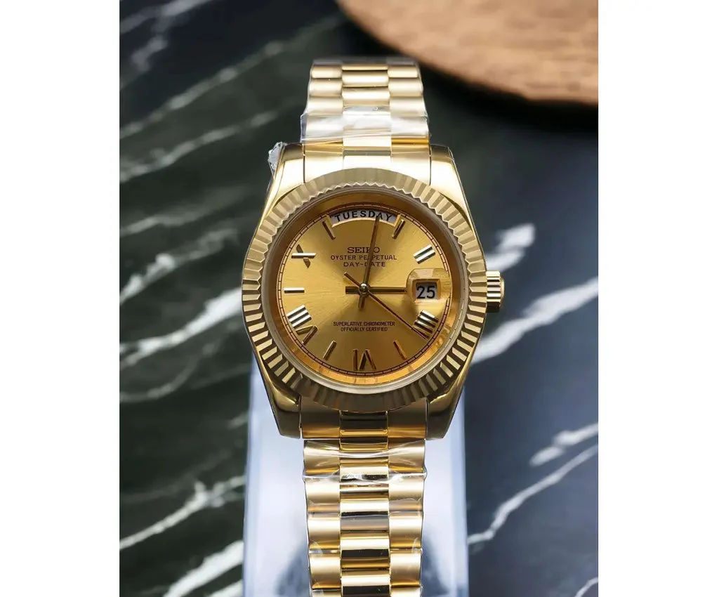 Seiko Mod Datejust Watch - Gold - Image 2