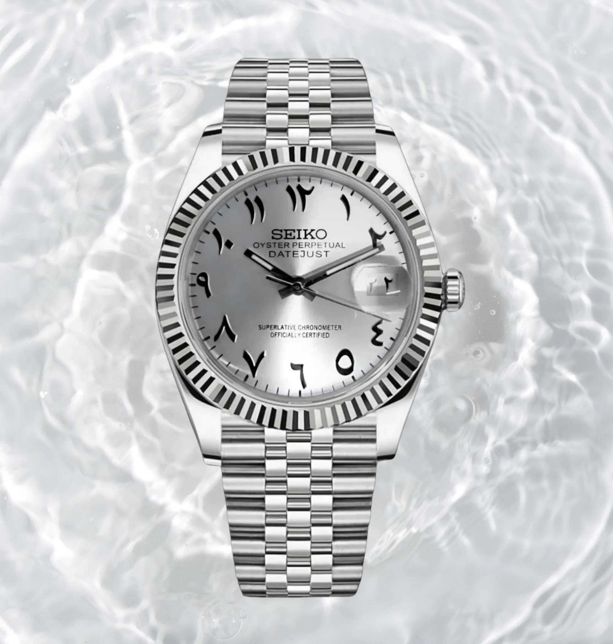 Seiko Mod Datejust White Arabic - Image 3