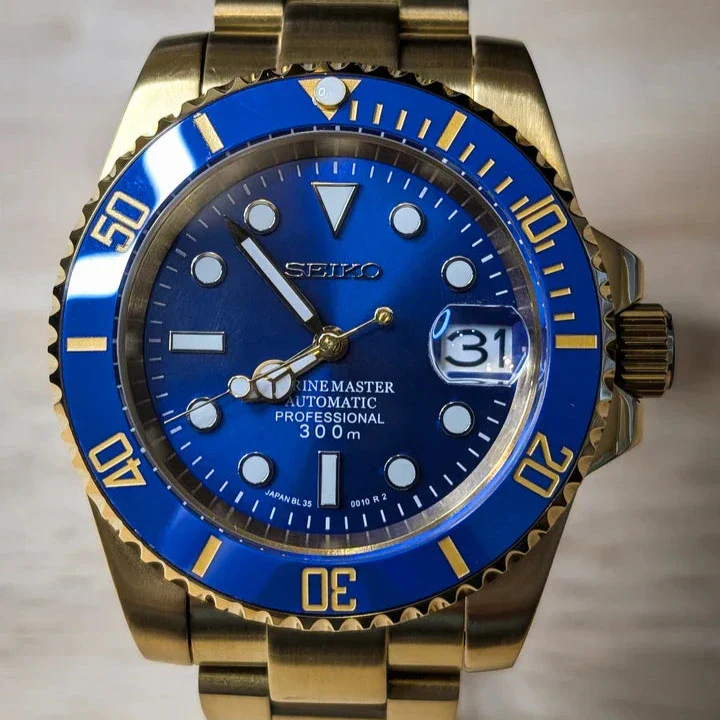 Seiko Mod Submariner | Gold Blue - Image 3