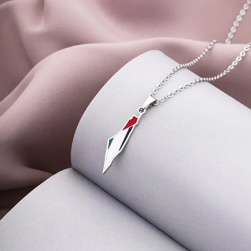 Small Geometric Palestine Map Pendant Necklace - Image 3