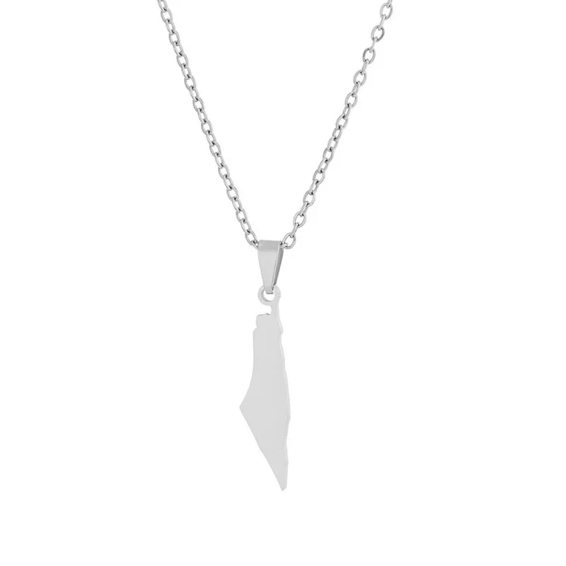 Small Geometric Palestine Map Pendant Necklace - Image 6