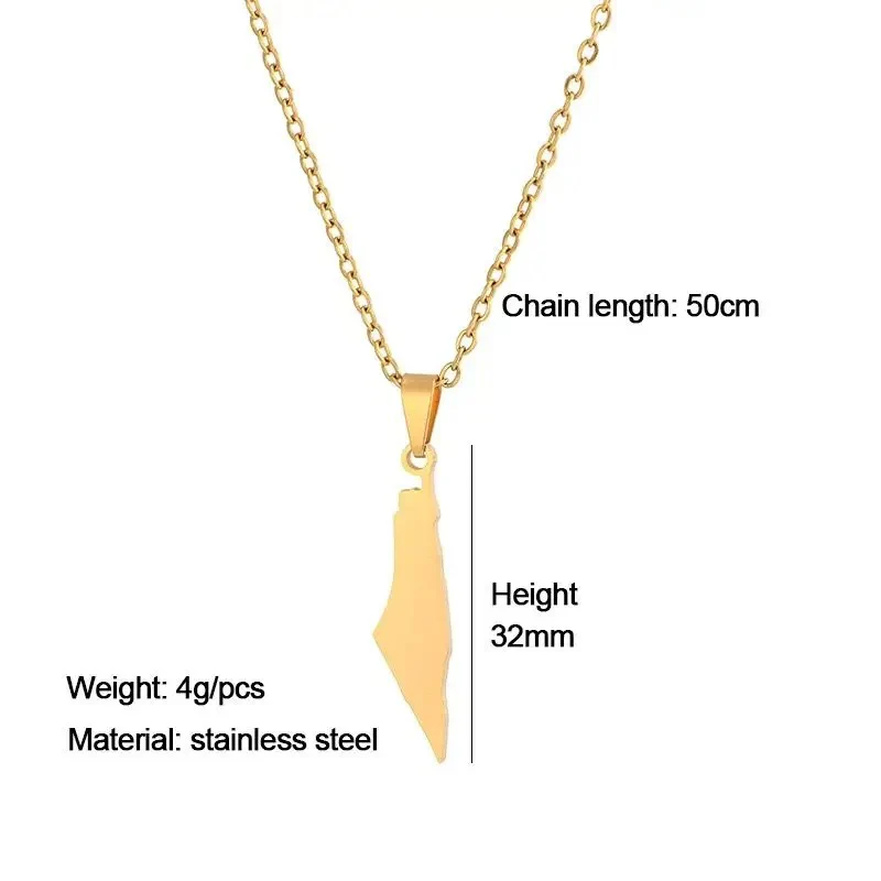 Small Geometric Palestine Map Pendant Necklace - Image 7