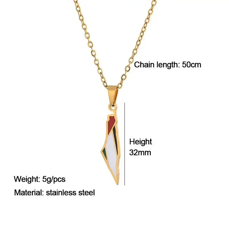 Small Geometric Palestine Map Pendant Necklace - Image 8