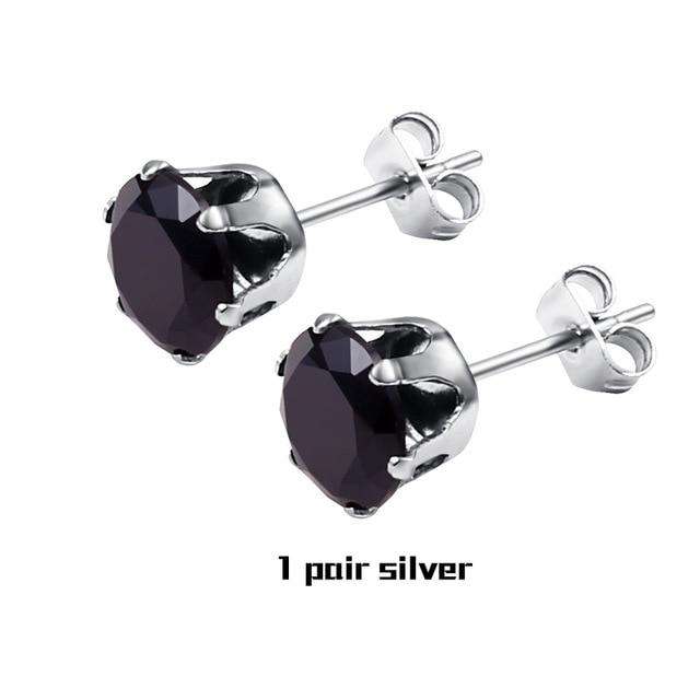 Small Iced Crystal Stainless Steel Stud Earrings - Image 11