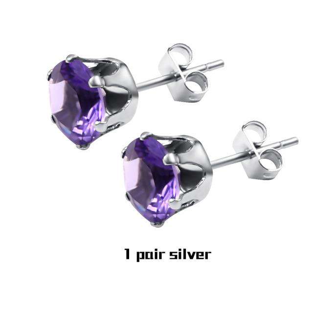 Small Iced Crystal Stainless Steel Stud Earrings - Image 12