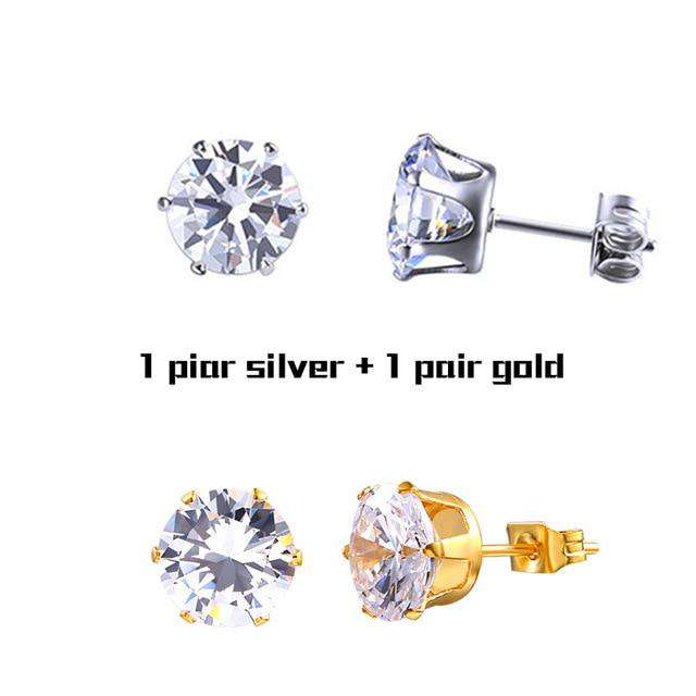 Small Iced Crystal Stainless Steel Stud Earrings - Image 13