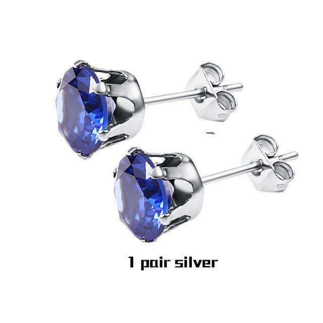 Small Iced Crystal Stainless Steel Stud Earrings - Image 3