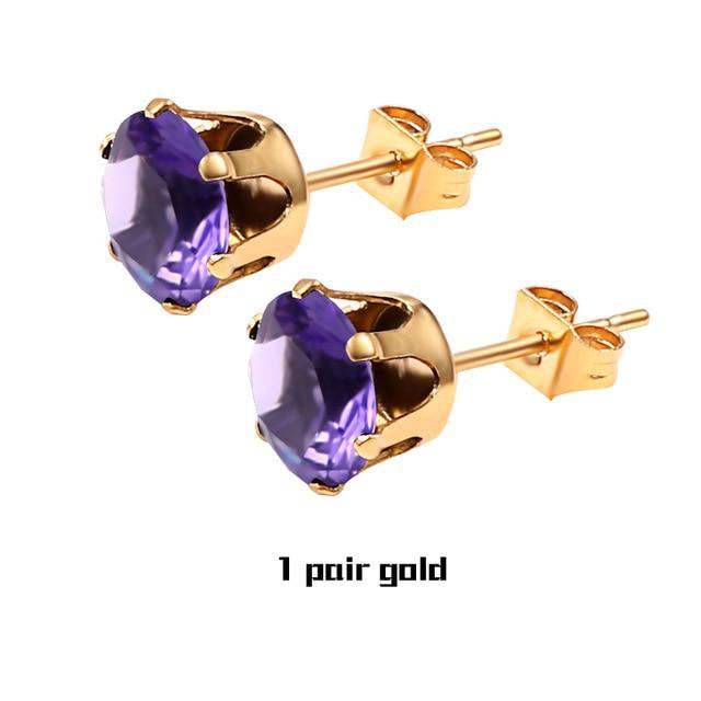 Small Iced Crystal Stainless Steel Stud Earrings - Image 5