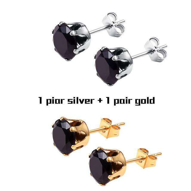 Small Iced Crystal Stainless Steel Stud Earrings - Image 6