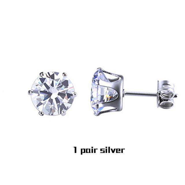 Small Iced Crystal Stainless Steel Stud Earrings - Image 7