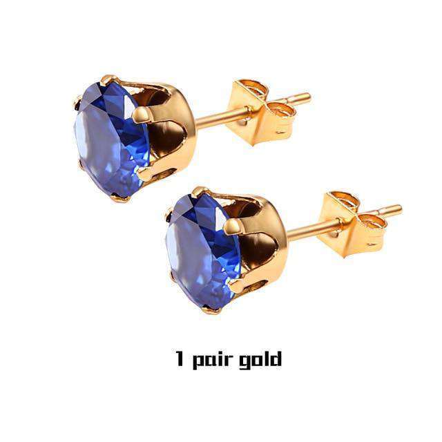 Small Iced Crystal Stainless Steel Stud Earrings - Image 8