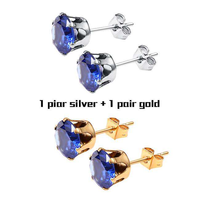 Small Iced Crystal Stainless Steel Stud Earrings - Image 9
