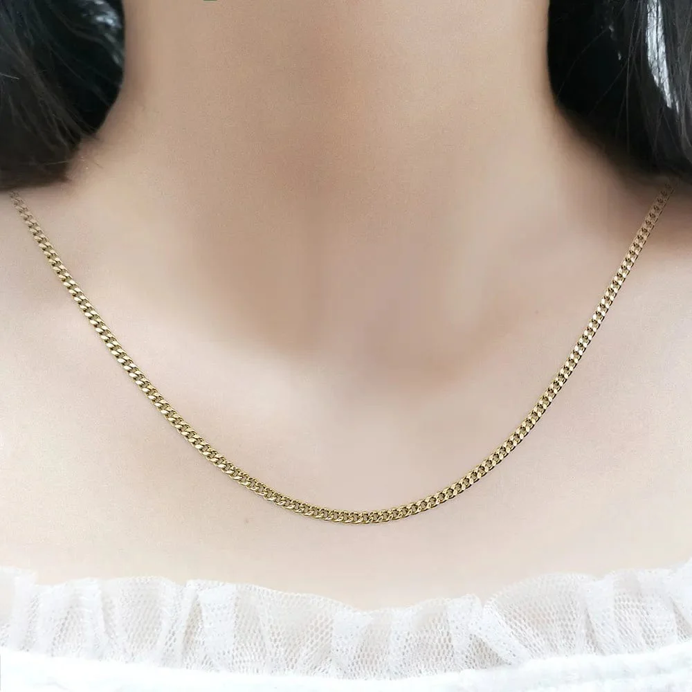 18K Real Gold 3.2mm Hollow Cuban Chain - Image 3