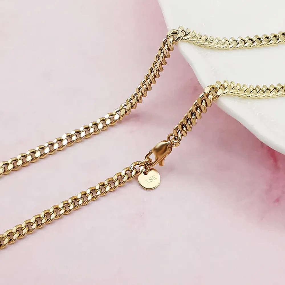 18K Real Gold 3.2mm Hollow Cuban Chain - Image 4