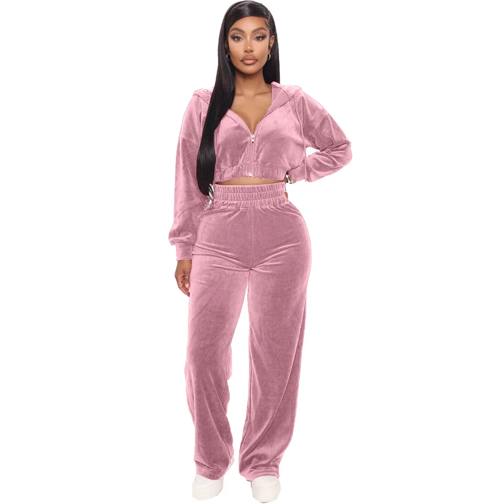Solid Velvet Two Piece Tracksuit - Image 10