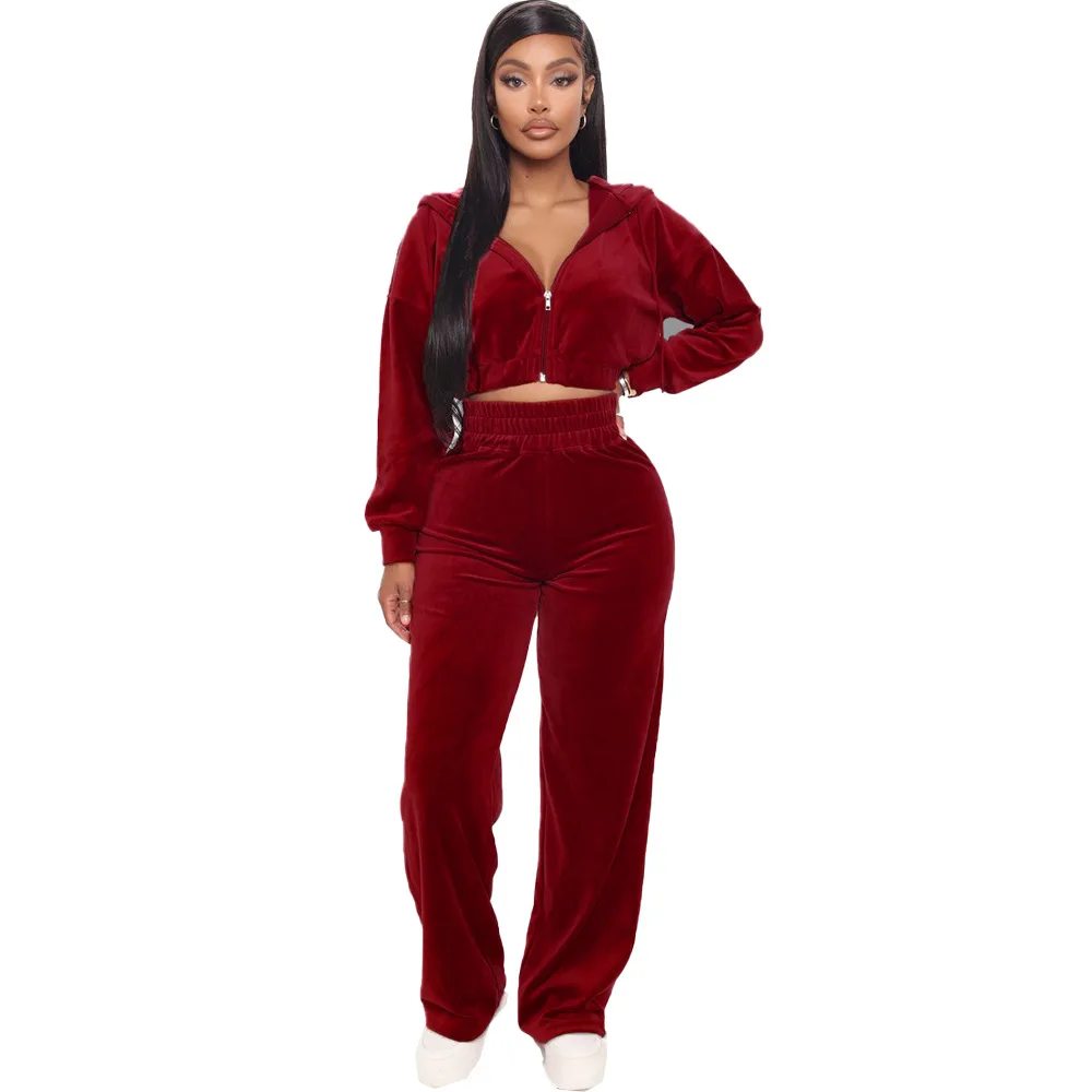 Solid Velvet Two Piece Tracksuit - Image 11