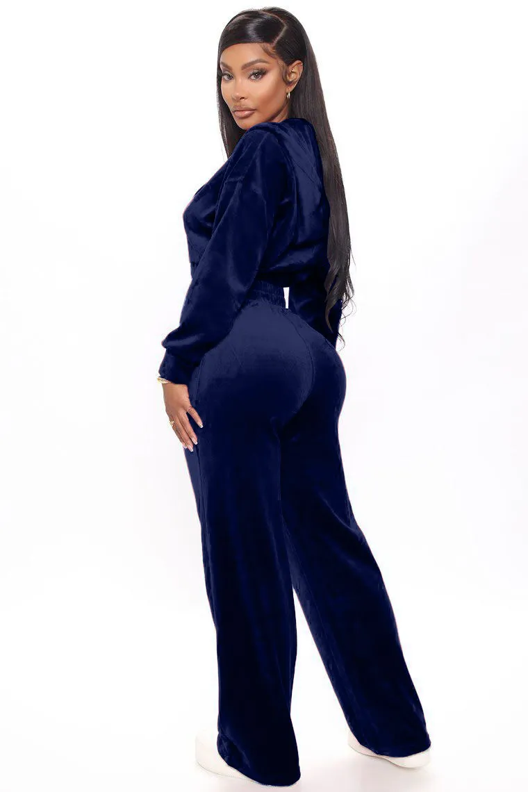 Solid Velvet Two Piece Tracksuit - Image 16
