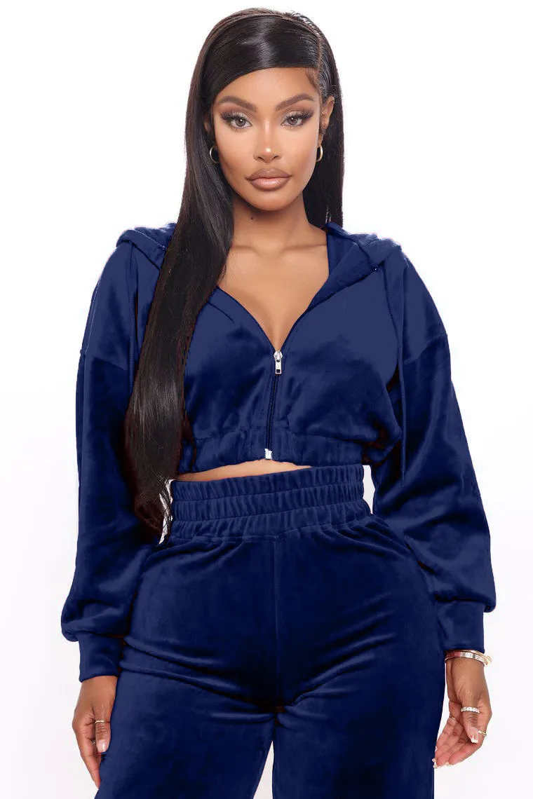 Solid Velvet Two Piece Tracksuit - Image 17