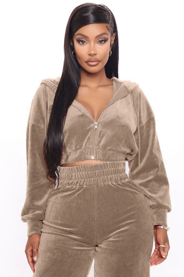 Solid Velvet Two Piece Tracksuit - Image 20