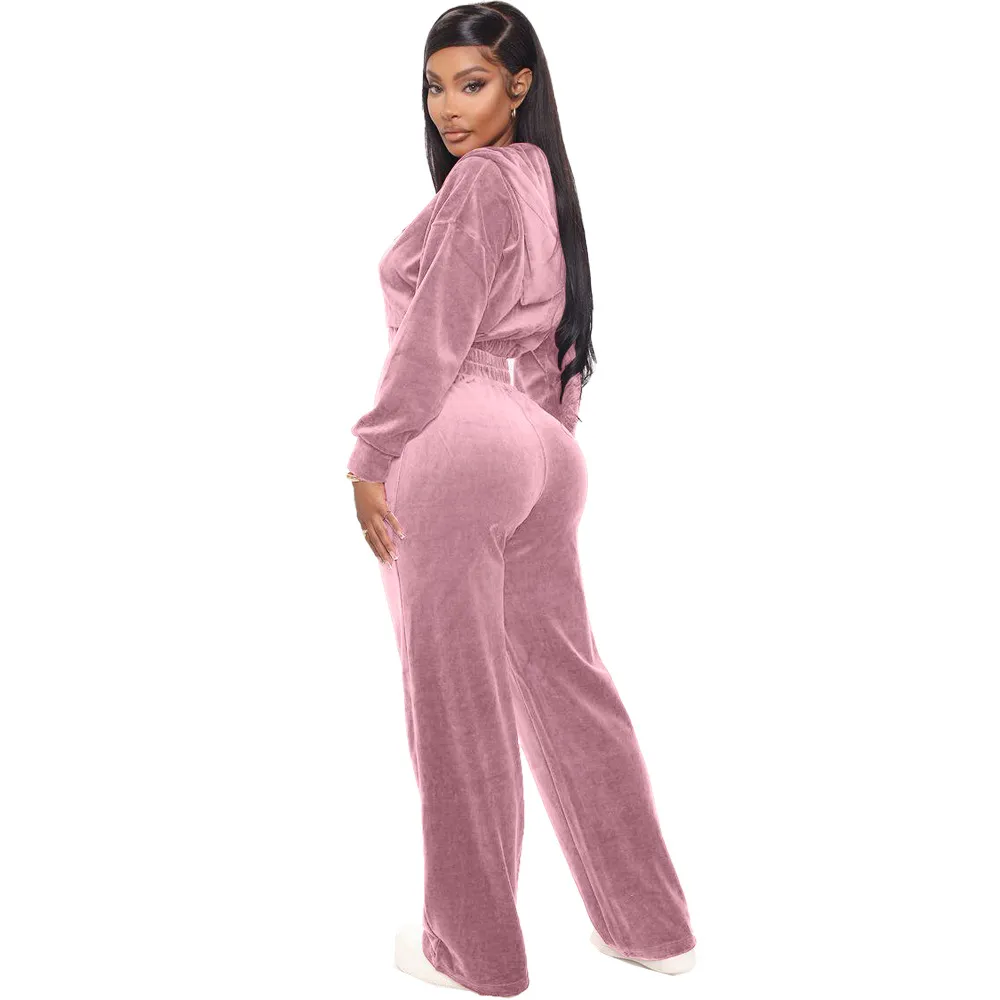 Solid Velvet Two Piece Tracksuit - Image 26