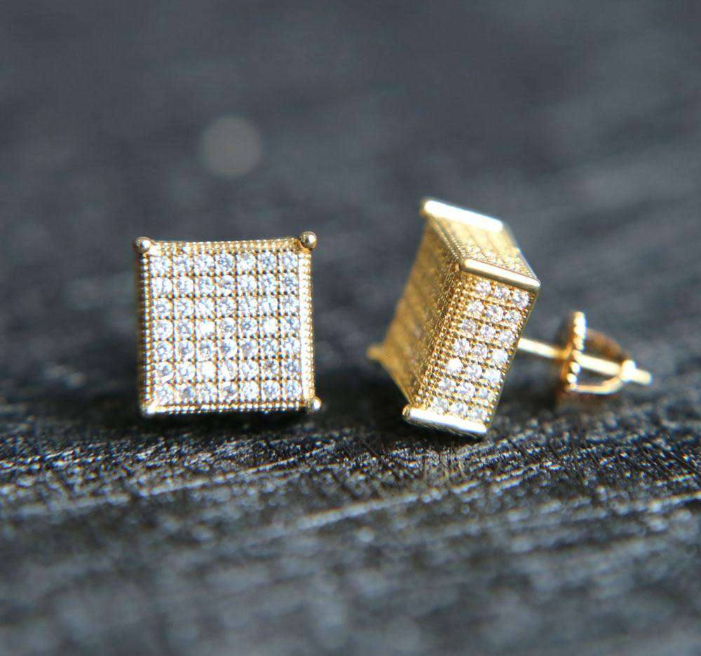Square Bling Gold/Silver/Rosegold Stud Earrings - Image 3