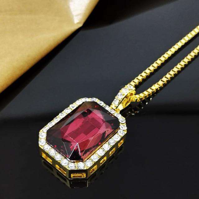 Square Gemstone Pendant Chain - Image 3