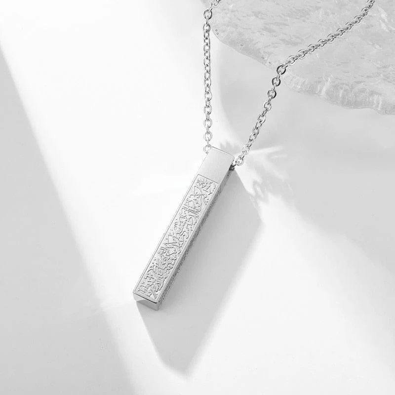 Stainless Steel Carved Scripture Pendant - Image 3